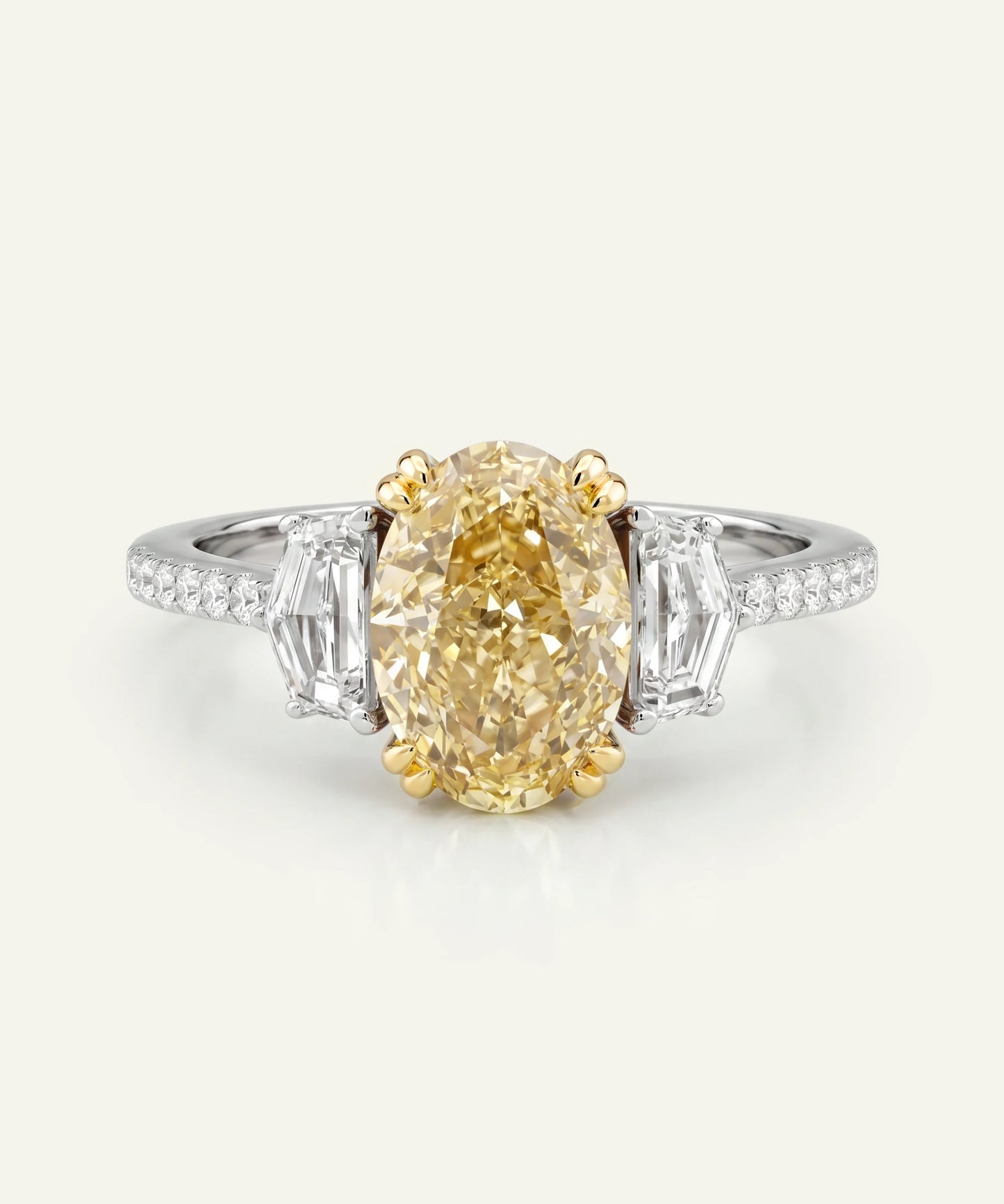 Ovani® Lab-grown Yellow Diamond Oval Bridal Ring -  7.17 Ct. T.W.