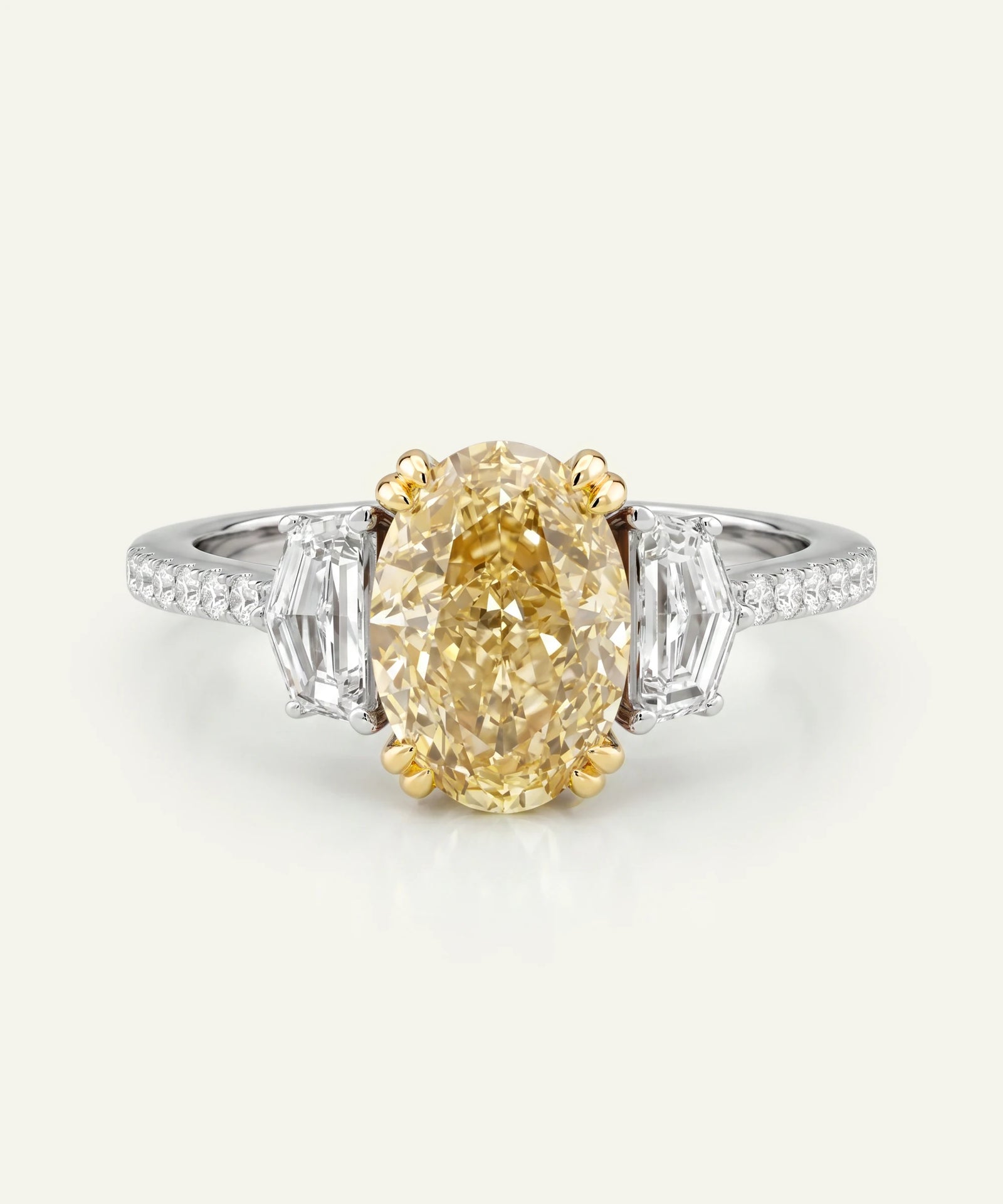Ovani® Lab-grown Yellow Diamond Oval Bridal Ring -  7.17 Ct. T.W.