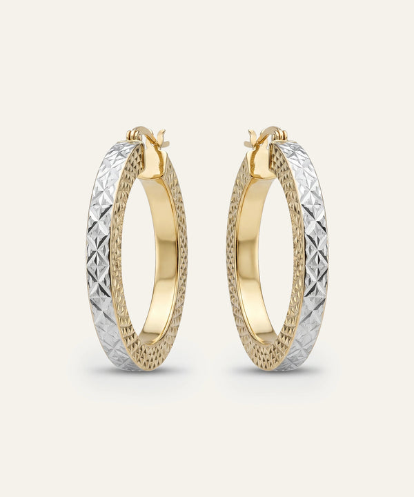 Oroventi Two-toned Detailed Hoops