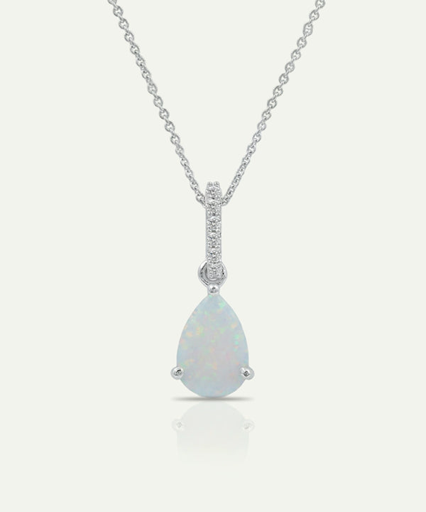 Love Spell® Lab-grown Diamond and Opal Pendant - 0.05 Ct. T.W.