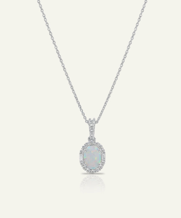 Love Spell® Lab-grown Diamond and Opal Halo Pendant - 0.15 Ct. T.W.