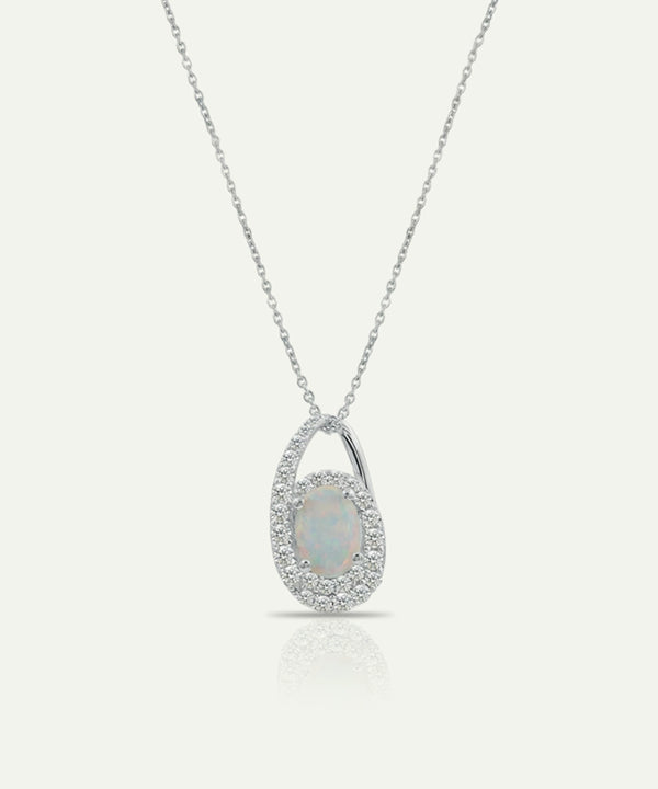 Love Spell® Lab-grown Diamond and Opal Pendant - 0.25 Ct. T.W.