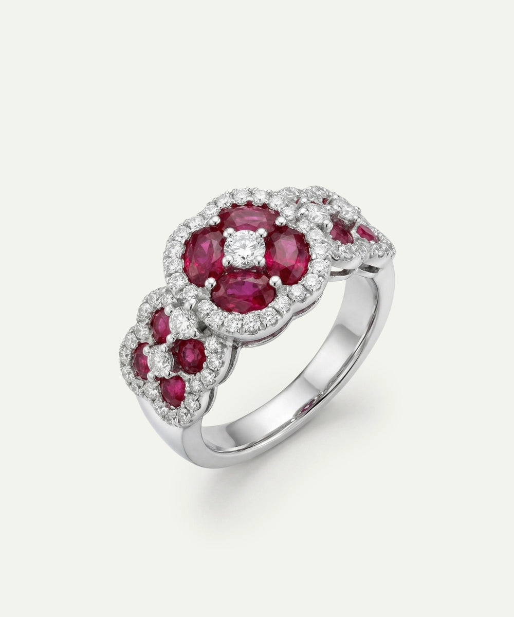 Aanika V. Ruby & Diamond Cluster Ring - 2.1 Ct. T.W.