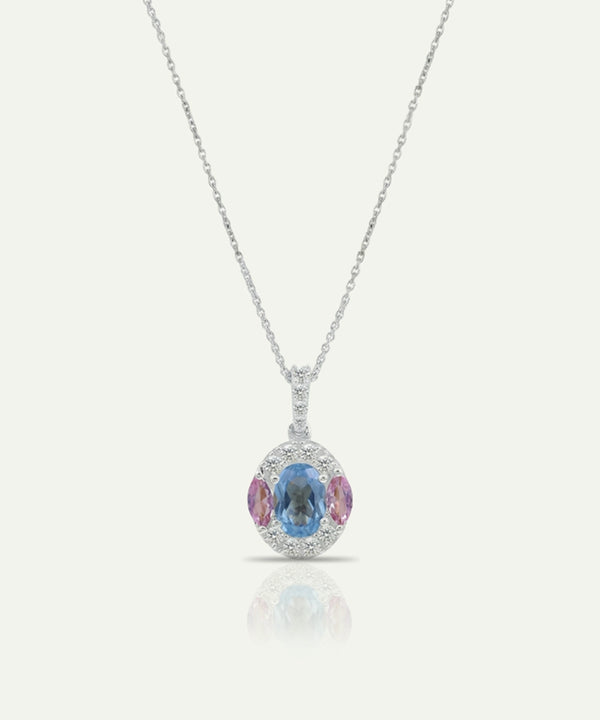 Love Spell® Lab-grown Diamond and Topaz Halo Pendant - 0.20 Ct. T.W.