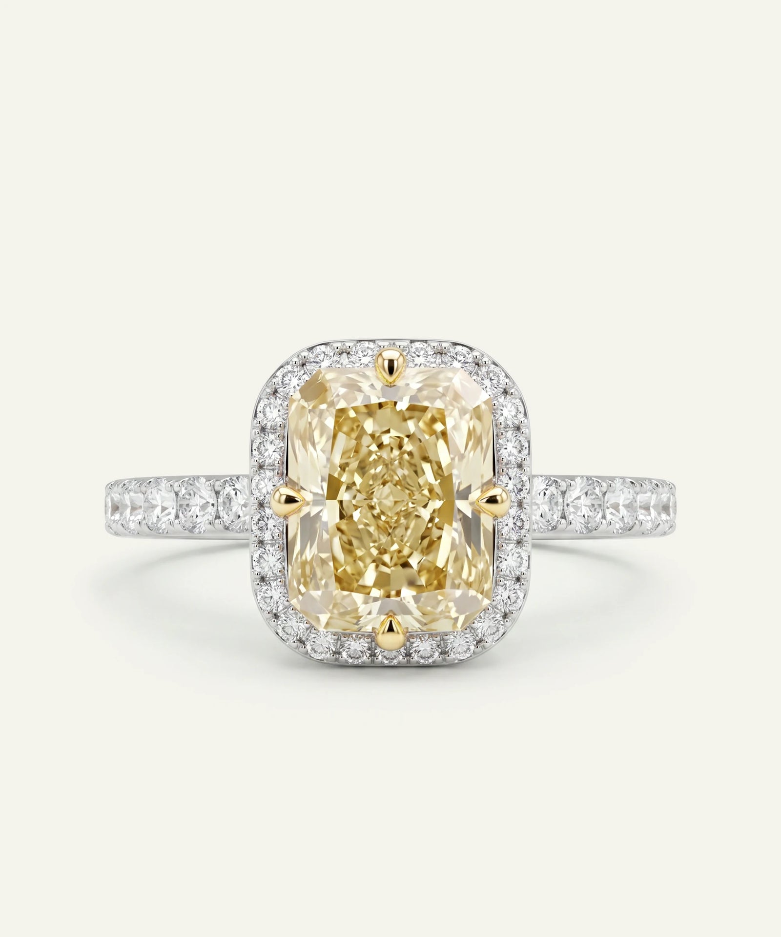 Ovani® Lab-grown Yellow Diamond Radiant Halo Bridal Ring -  3.89 Ct. T.W.