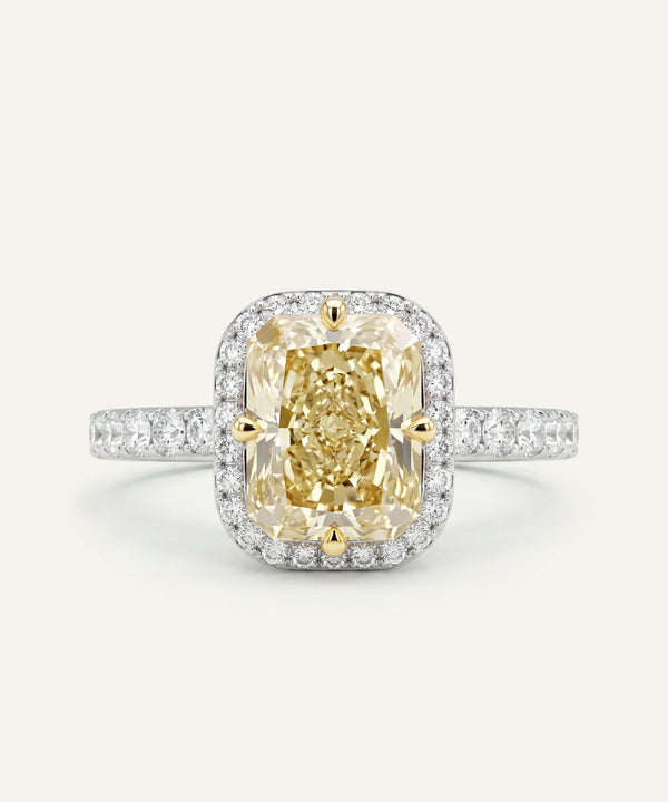 Ovani® Lab-grown Yellow Diamond Radiant Halo Bridal Ring -  3.89 Ct. T.W.