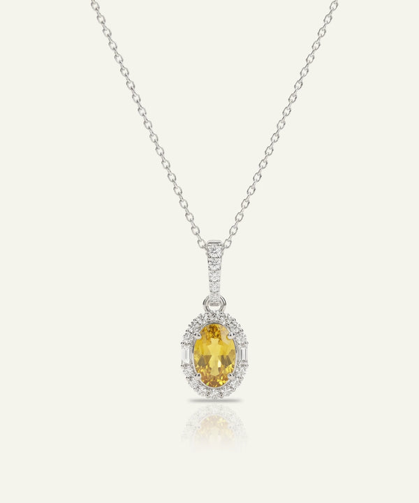 Love Spell® Lab-grown Diamond and Citrine Halo Pendant - 0.15 Ct. T.W.