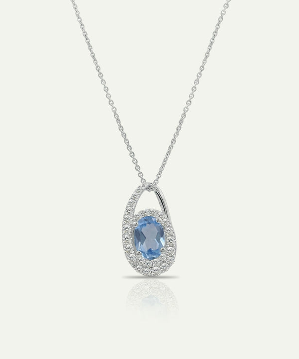 Love Spell® Lab-grown Diamond and Blue Topaz Pendant - 0.25 Ct. T.W.