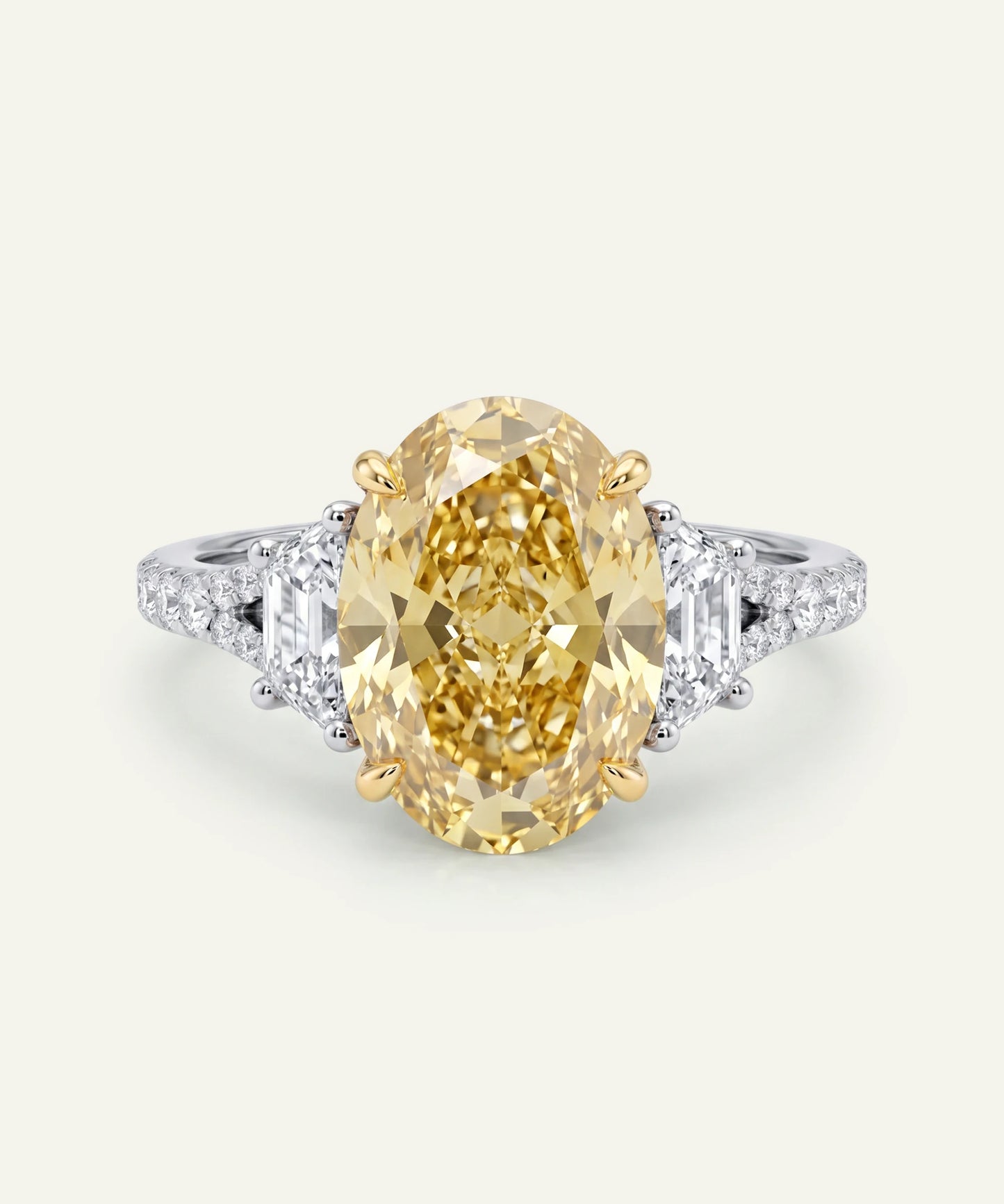 Ovani® Lab-grown Yellow Diamond Oval Bridal Ring -  6.58 Ct. T.W.