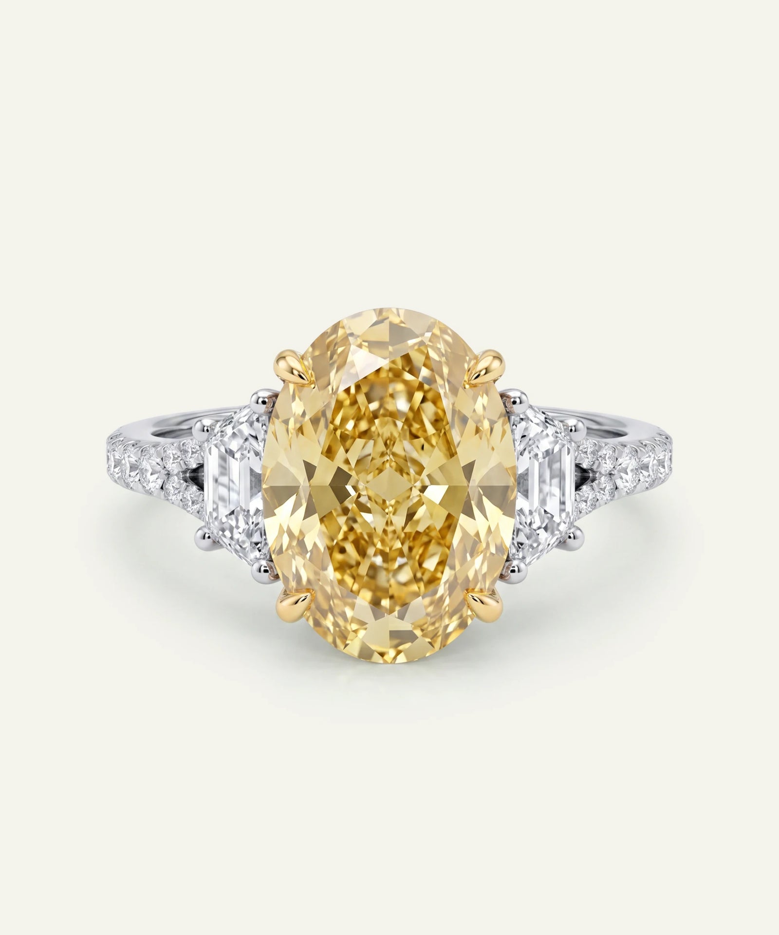Ovani® Lab-grown Yellow Diamond Oval Bridal Ring -  6.58 Ct. T.W.