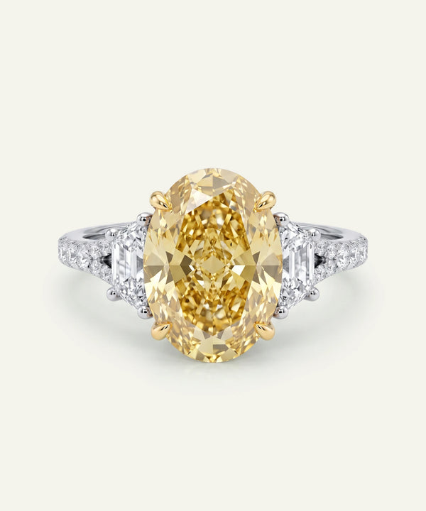 Ovani® Lab-grown Yellow Diamond Oval Bridal Ring -  6.58 Ct. T.W.