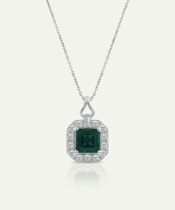 Love Spell® Lab-grown Diamond and Emerald Halo Pendant - 0.25 Ct. T.W.