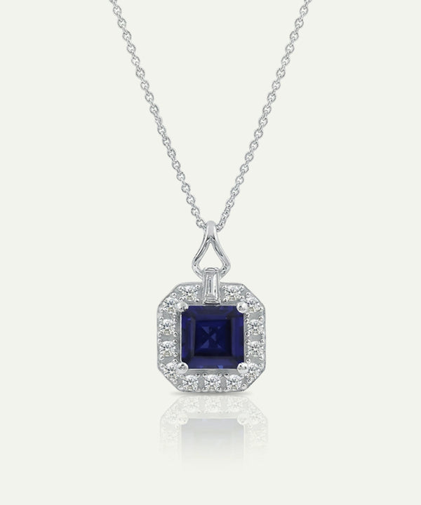 Love Spell® Lab-grown Diamond and Sapphire Halo Pendant - 0.25 Ct. T.W.