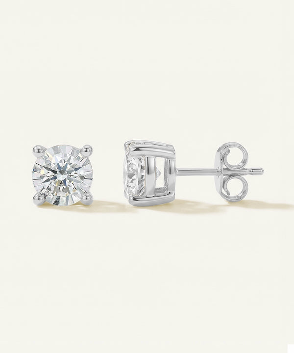 Diamond stud earrings on a white background