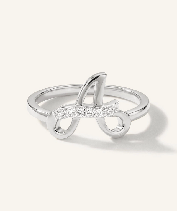 Silver ring with a unique design on a white background