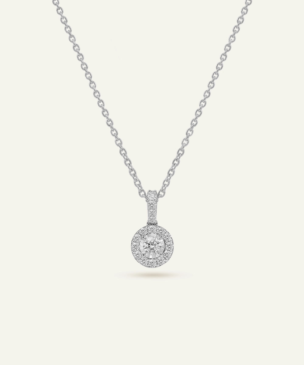 Diamond necklace on a white background