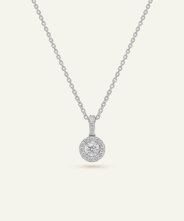 Diamond necklace on a white background