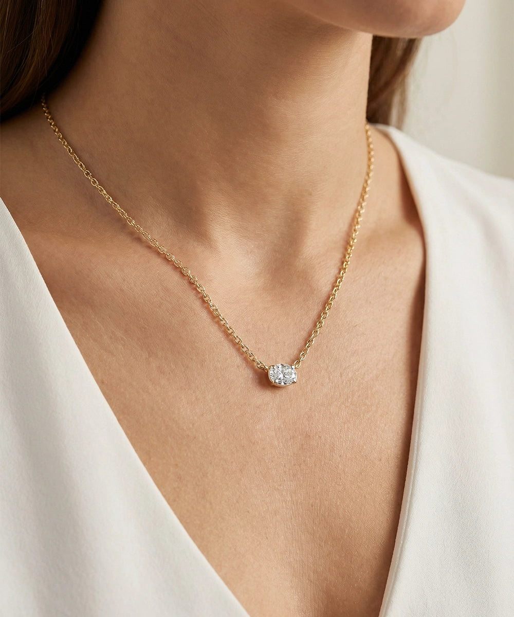 Love Spell® Lab-grown Diamond Oval Necklace - 0.15 Ct. T.W.