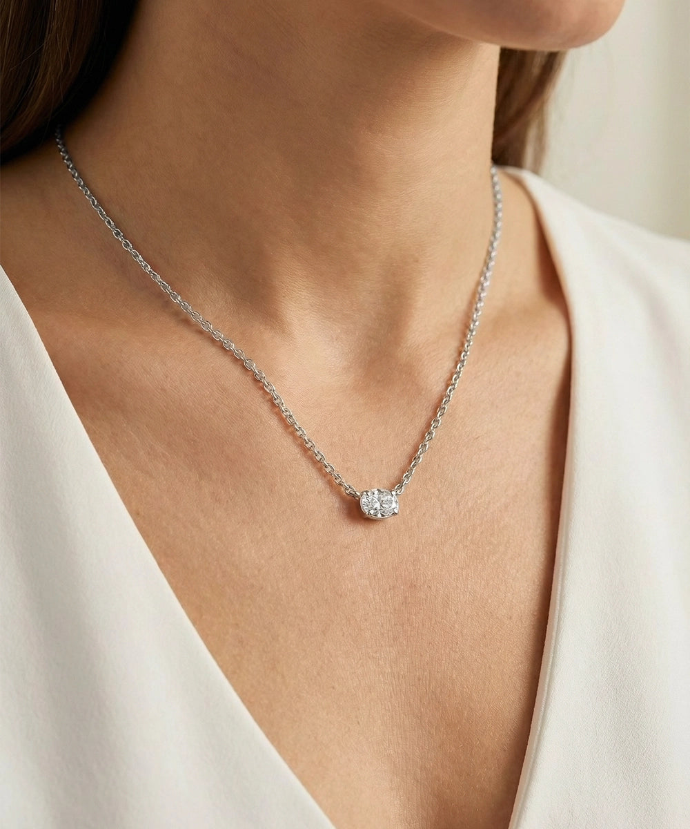 Love Spell® Lab-grown Diamond Oval Necklace - 0.15 Ct. T.W.