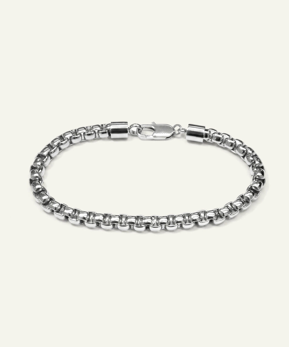 Silver bracelet on a white background