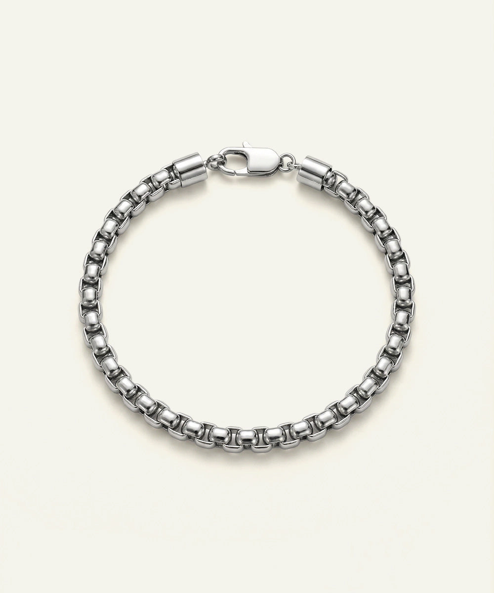 Silver bracelet on a white background