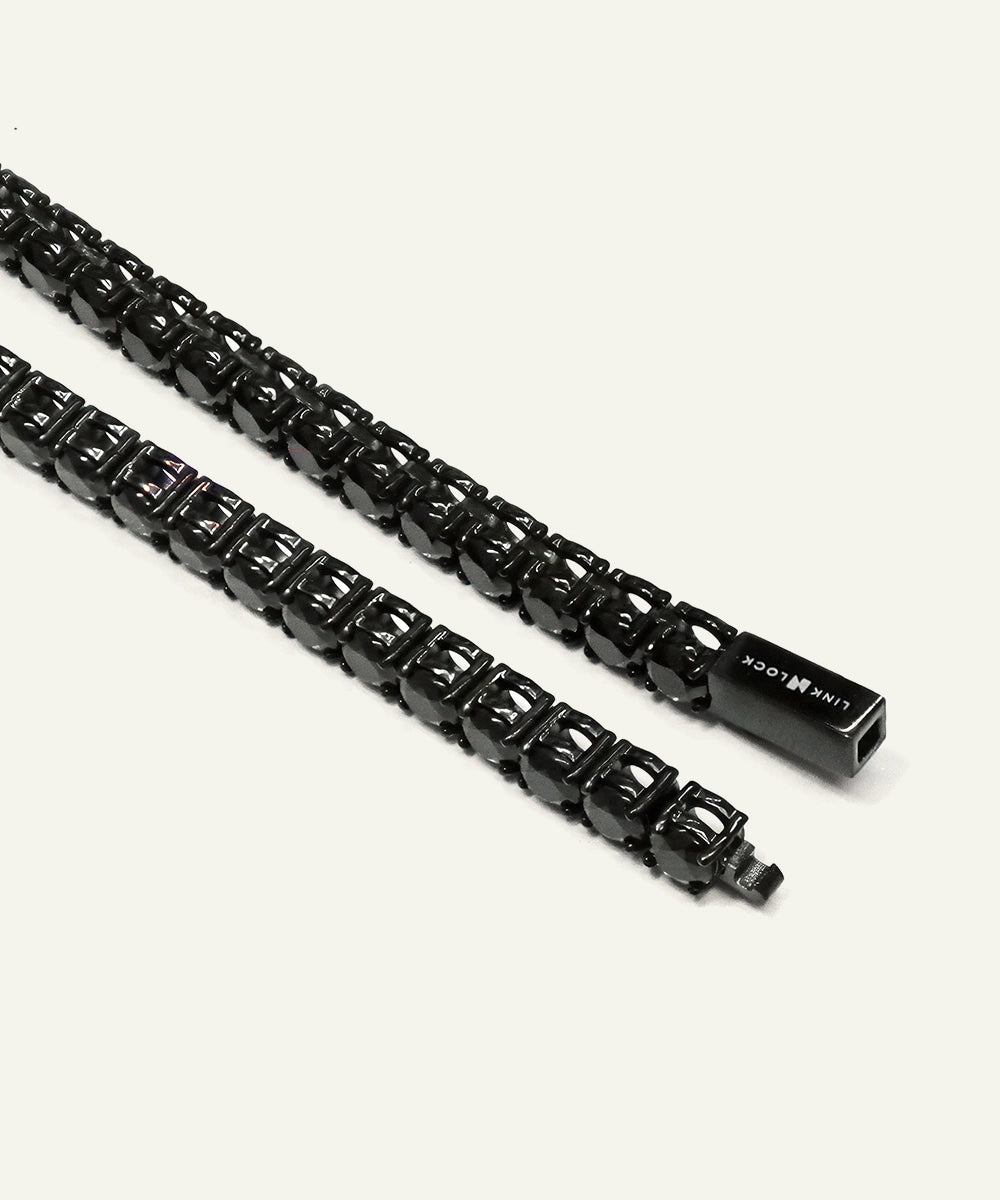 Black metal chain on a white background
