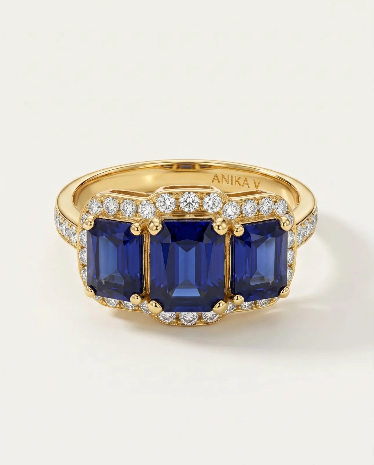 Aanika V. Sapphire & Diamond Halo Ring - 3.75 Ct. T.W.