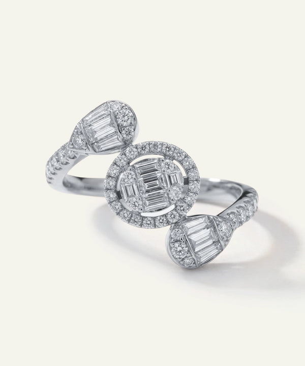 Three diamond rings on a white background