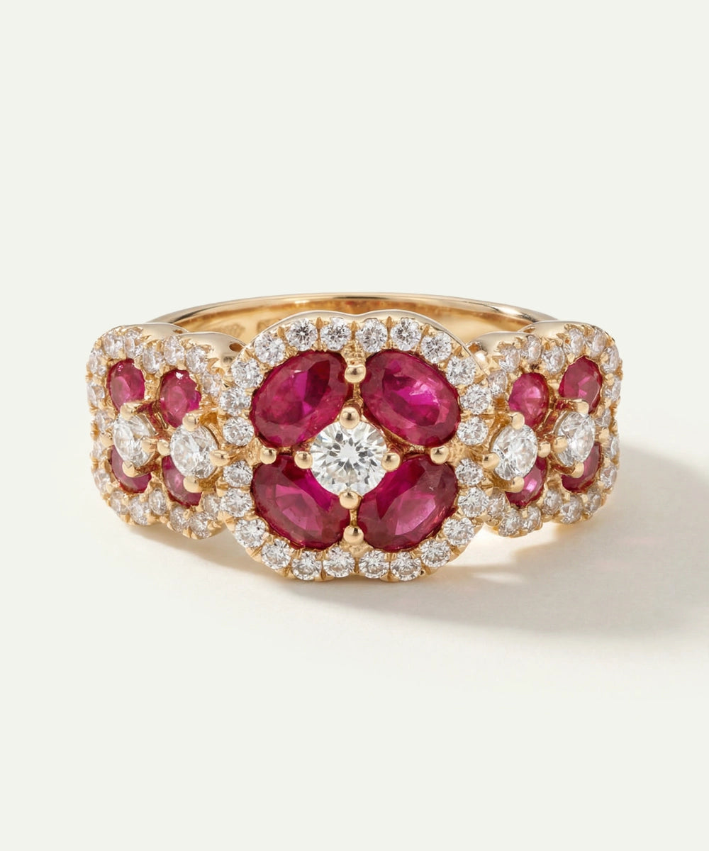 Aanika V. Ruby & Diamond Cluster Ring - 2.1 Ct. T.W.