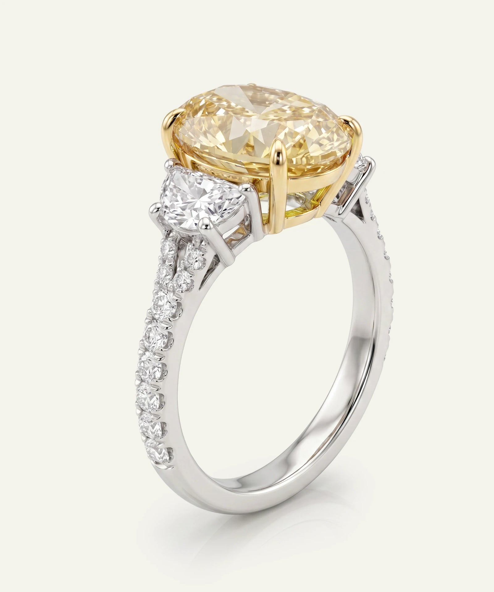 Ovani® Lab-grown Yellow Diamond Oval Bridal Ring -  6.58 Ct. T.W.