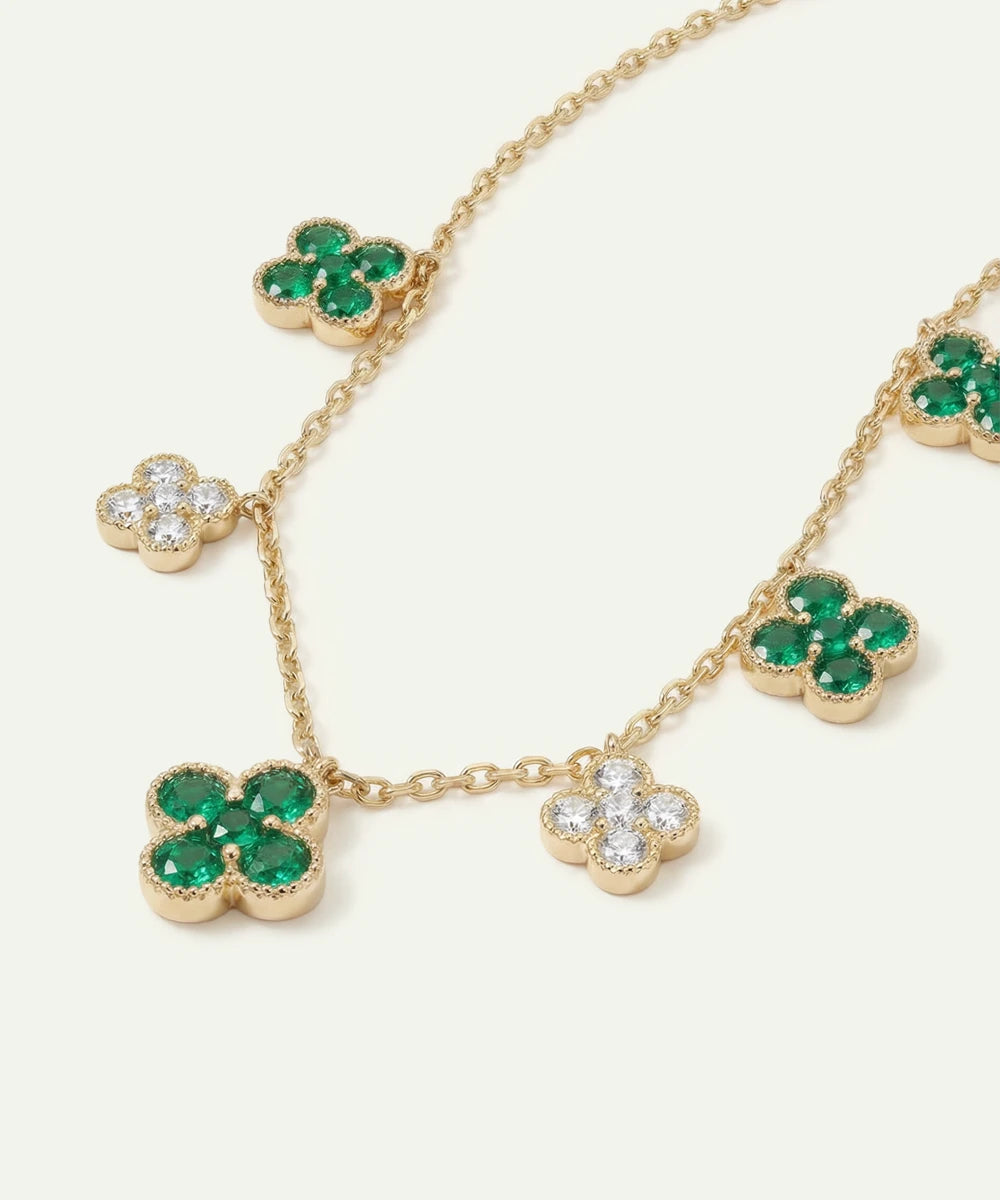 Aanika V. Emerald & Diamond Floral Station Necklace - 1.04 Ct. T.W.
