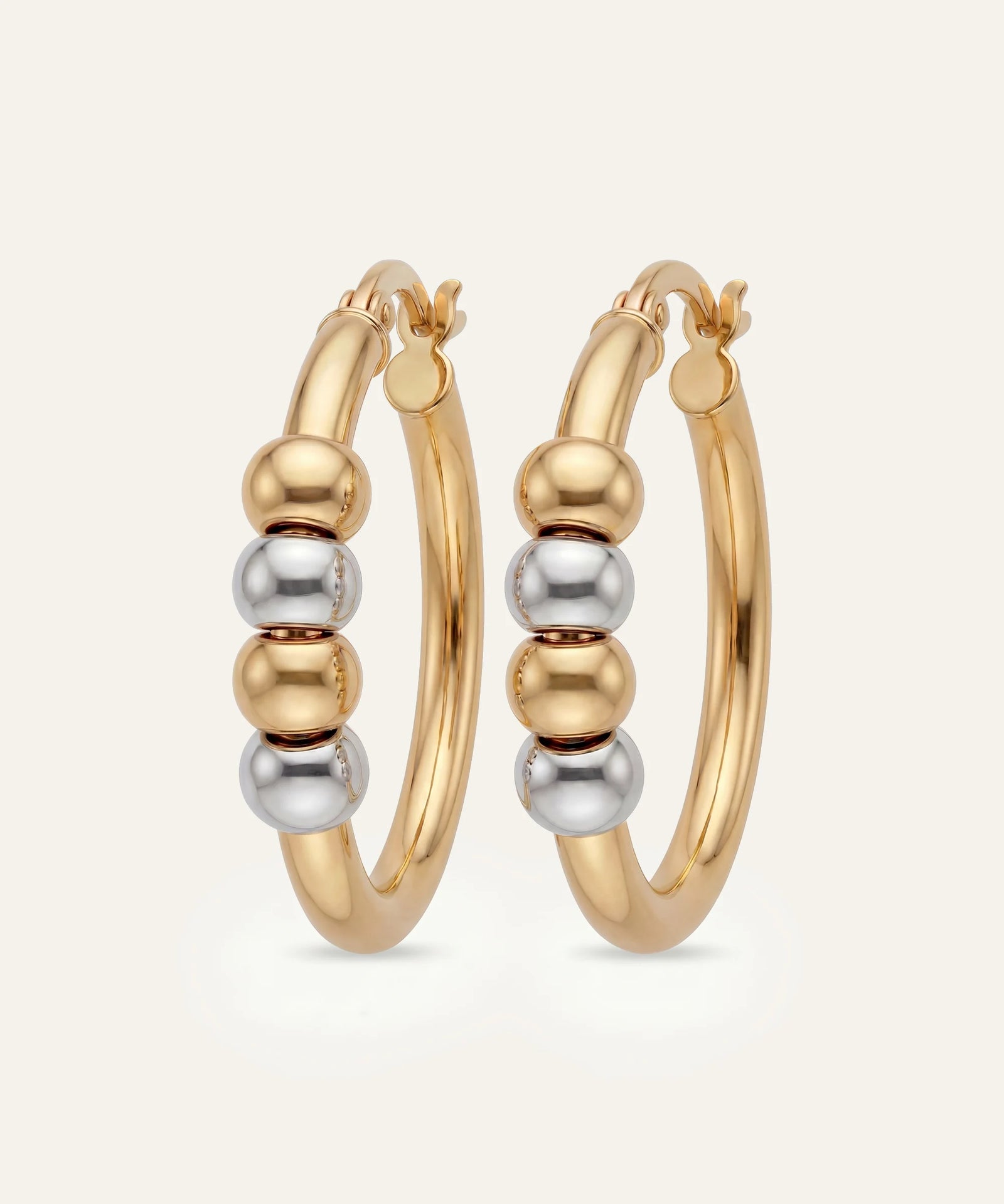 Oroventi Two-Tone Bead Hoop Earrings