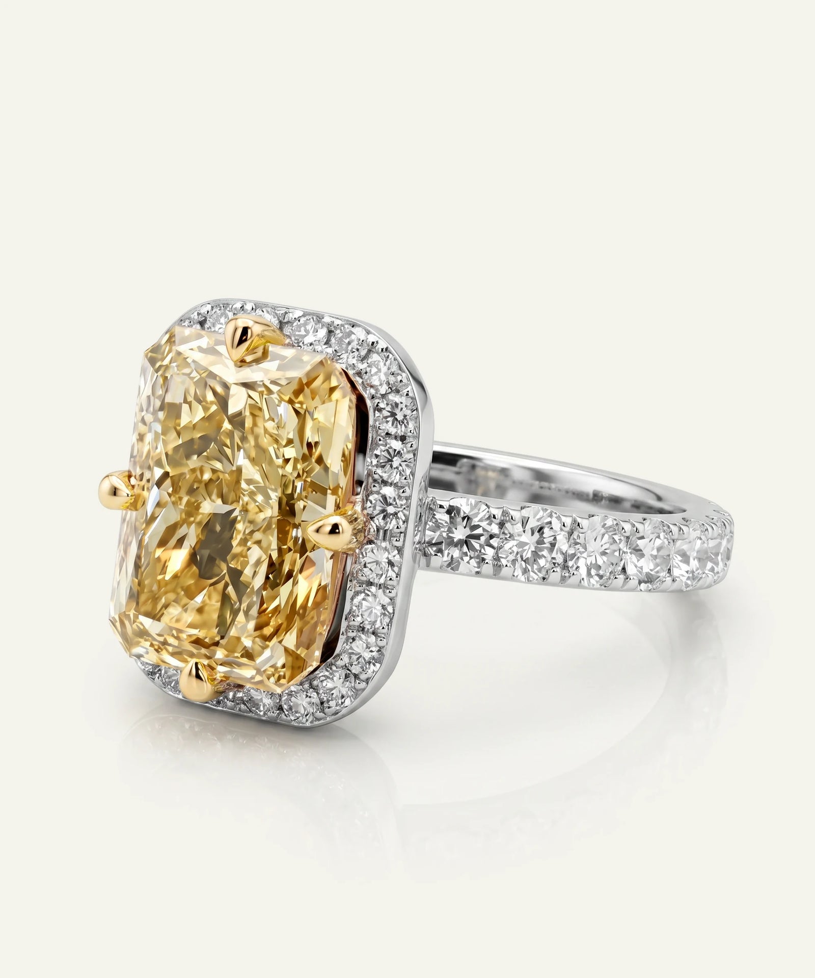 Ovani® Lab-grown Yellow Diamond Radiant Halo Bridal Ring -  3.89 Ct. T.W.