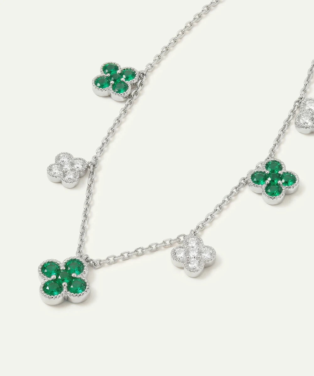Aanika V. Emerald & Diamond Floral Station Necklace - 1.04 Ct. T.W.