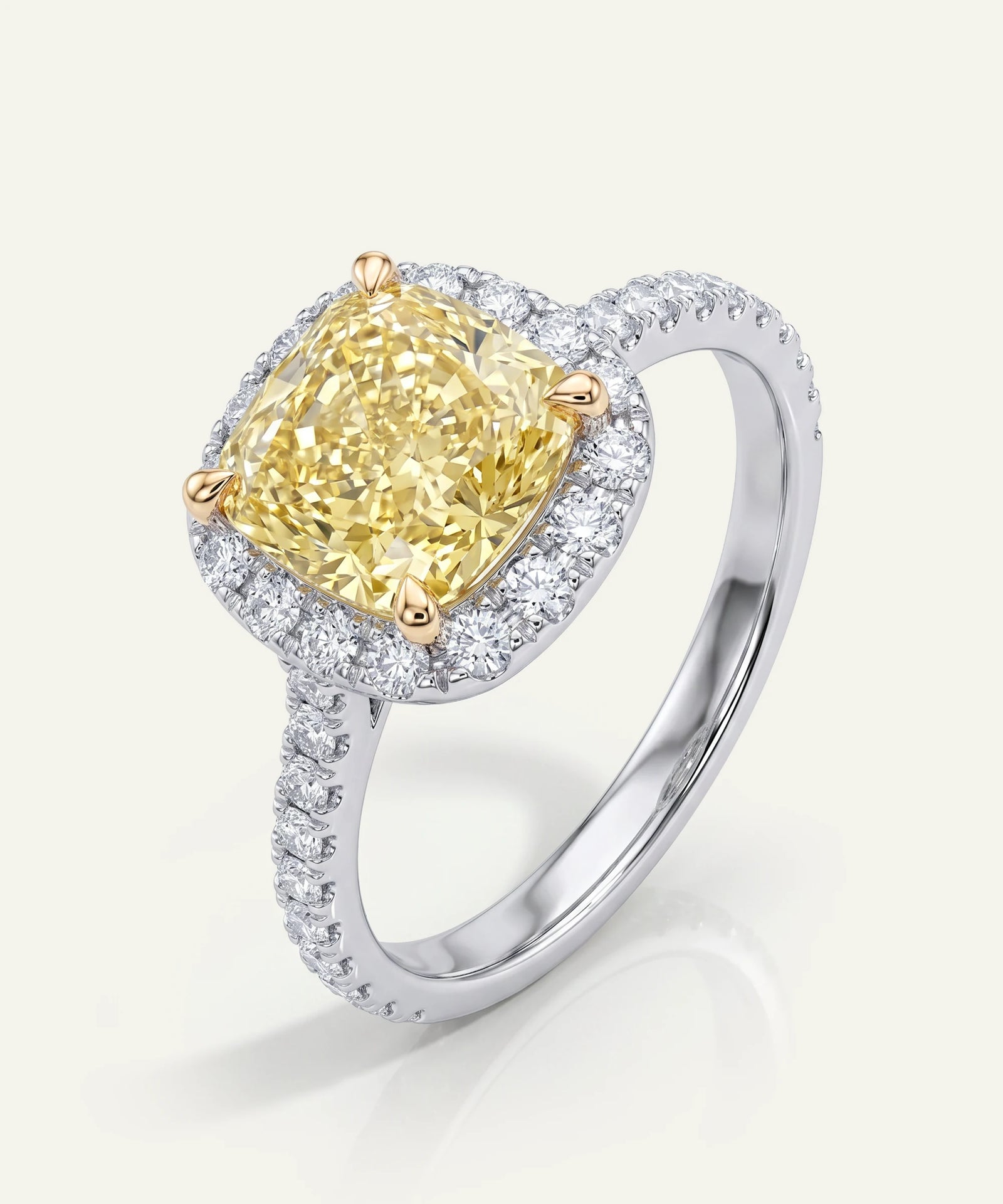 Ovani® Lab-grown Yellow Diamond Cushion Halo Bridal Ring -  4.37 Ct. T.W.