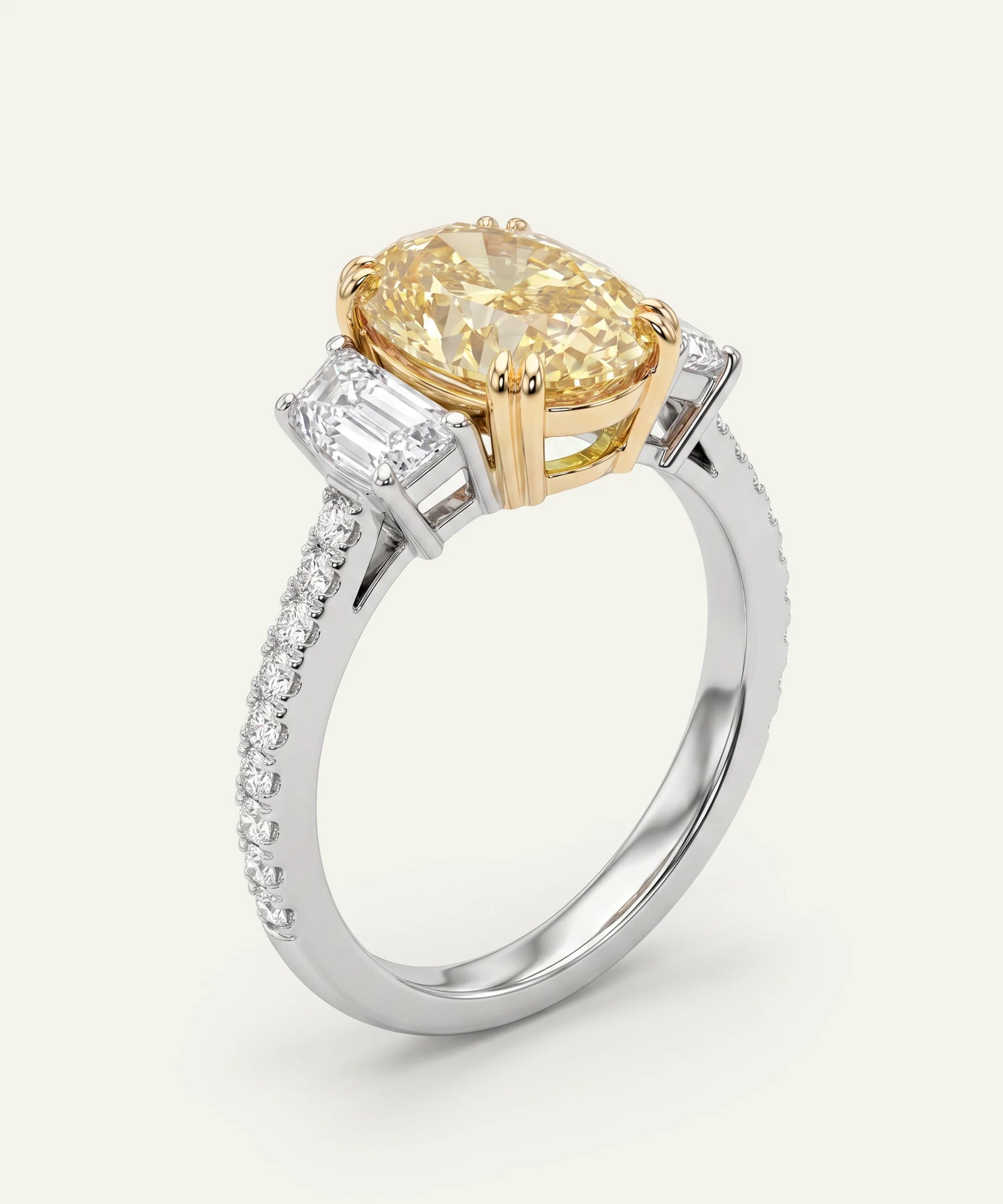 Ovani® Lab-grown Yellow Diamond Oval Bridal Ring -  7.17 Ct. T.W.
