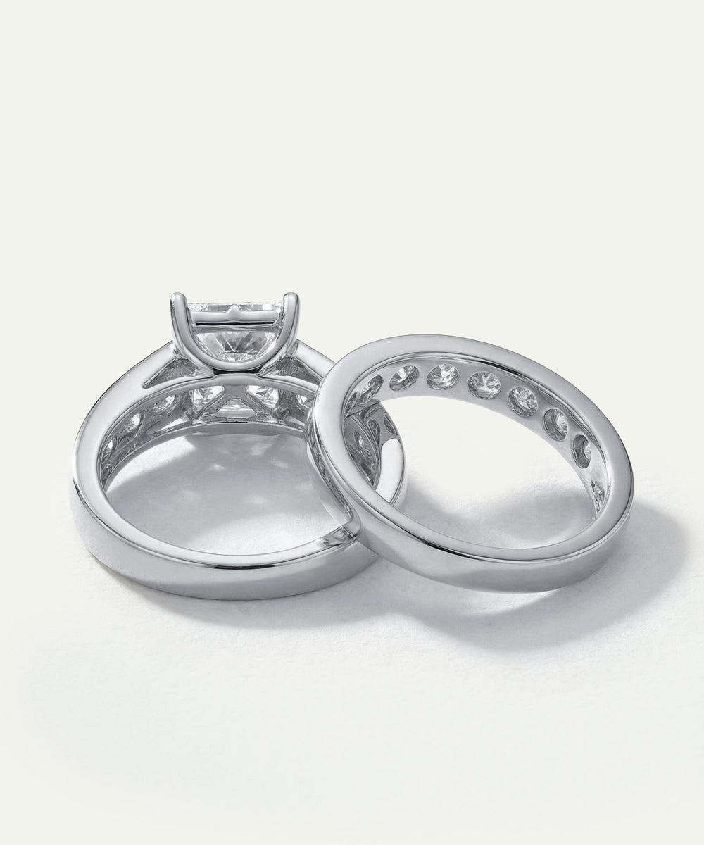 Two silver rings on a white background
