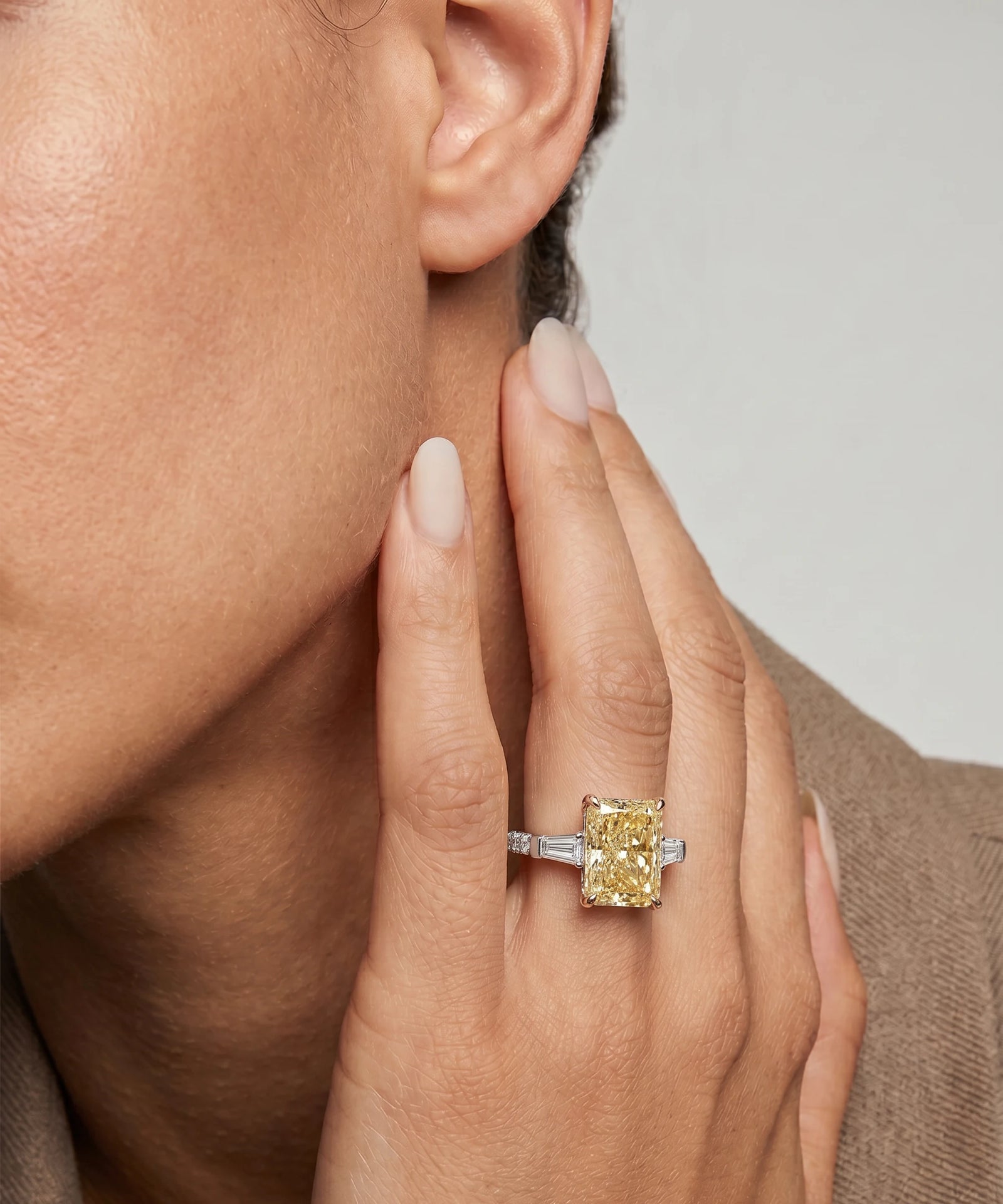 Ovani® Lab-grown Yellow Diamond Radiant Bridal Ring -  3.74 Ct. T.W.
