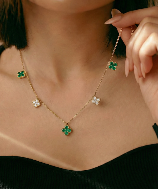 Aanika V. Emerald & Diamond Floral Station Necklace - 1.04 Ct. T.W.