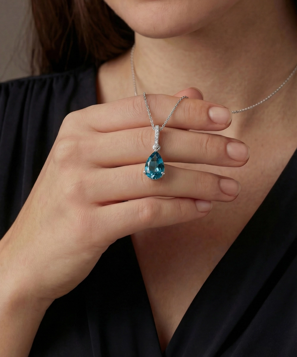 Love Spell® Lab-grown Diamond and Paraiba Pendant - 0.05 Ct. T.W.