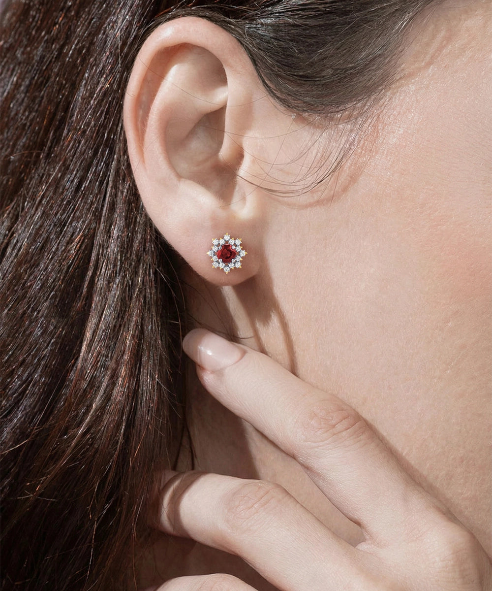 Aanika V. Ruby & Diamond Floral Cluster Studs - 2.50 Ct. T.W.