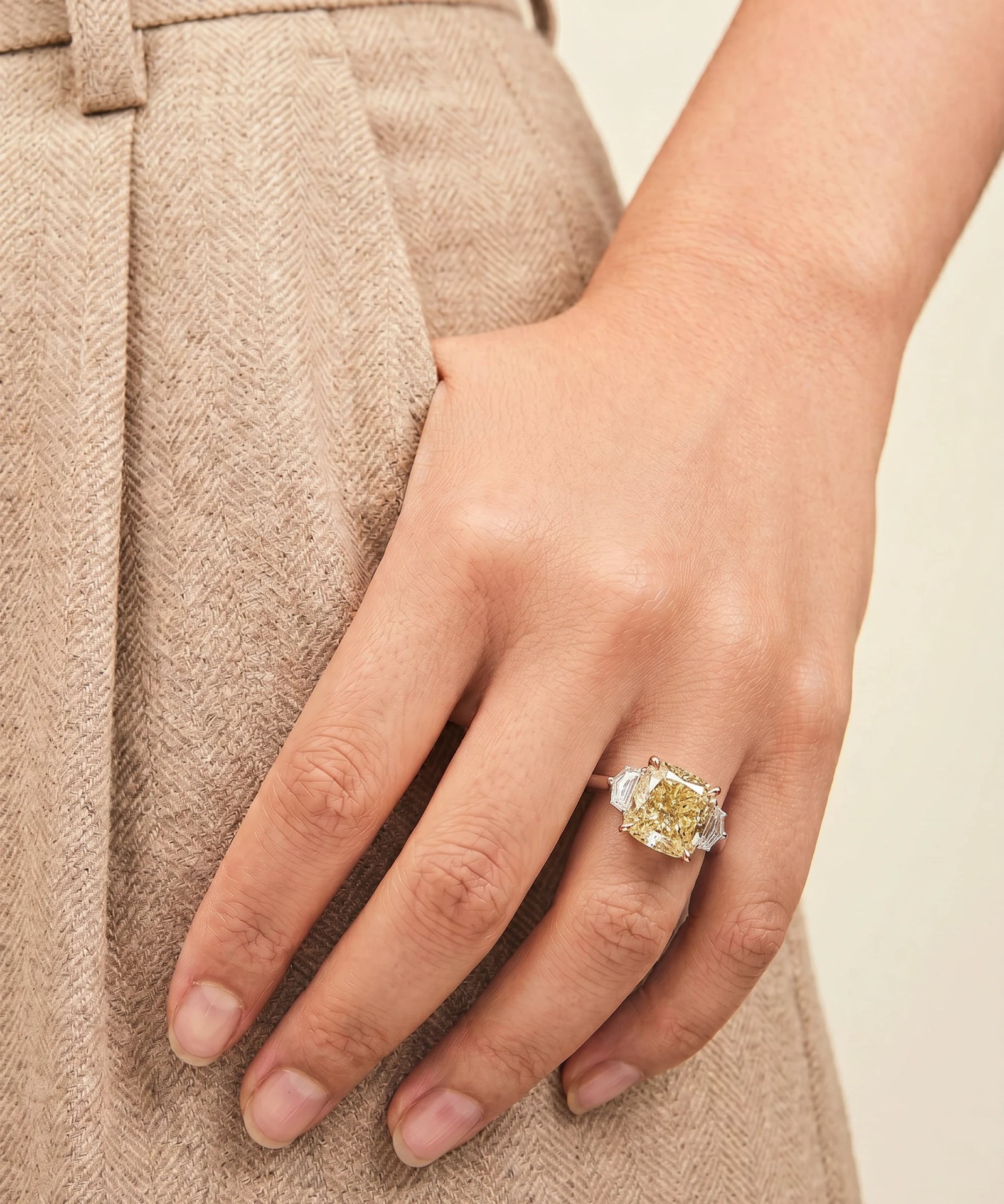 Ovani® Lab-grown Yellow Diamond Cushion Bridal Ring -  5.54 Ct. T.W.