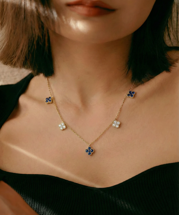 Aanika V. Sapphire & Diamond Floral Station Necklace - 1.15 Ct. T.W.