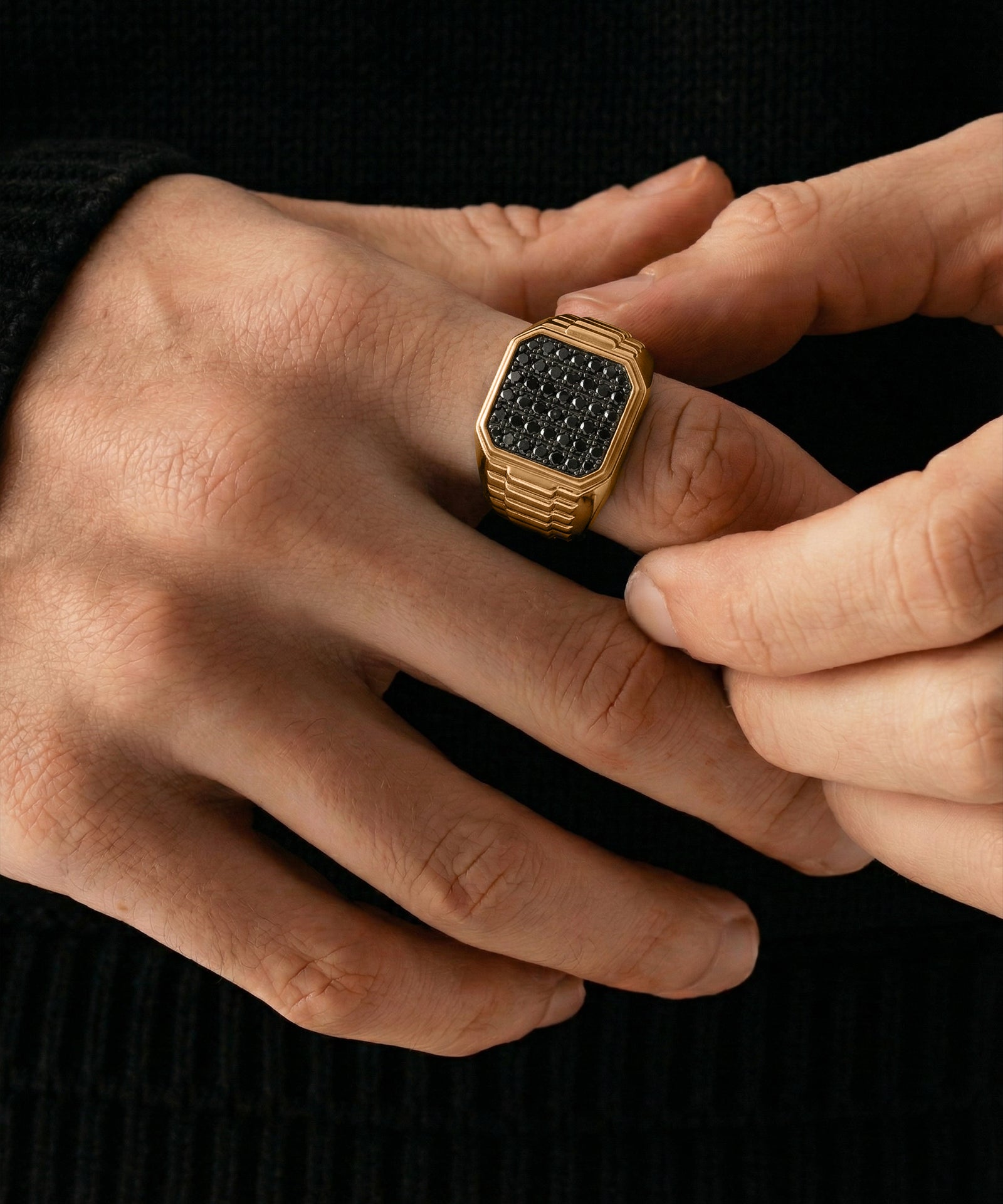 Link N Lock® Black Treated Diamond Composite Men's Ring - 1.25 Ct. T.W.