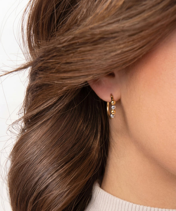 Oroventi Two-Tone Bead Hoop Earrings
