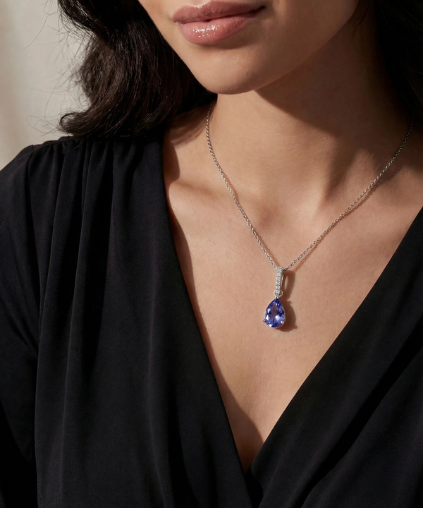 Love Spell® Lab-grown Diamond and Tanzanite Pendant - 0.05 Ct. T.W.