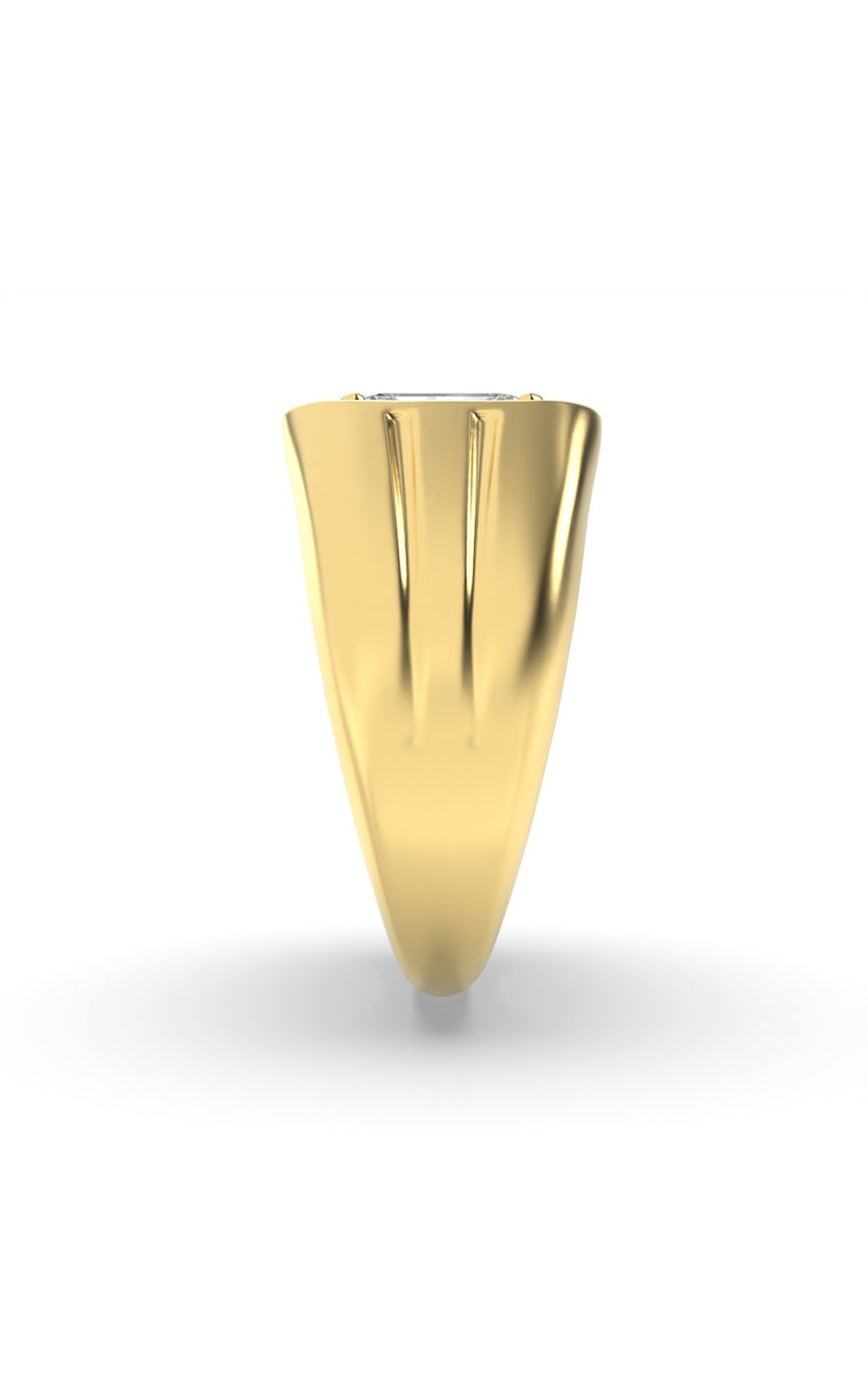 2Cttw Emerald Shaped Lab Grown Diamond (G/VS) Mens Ring in 14K Yellow Gold