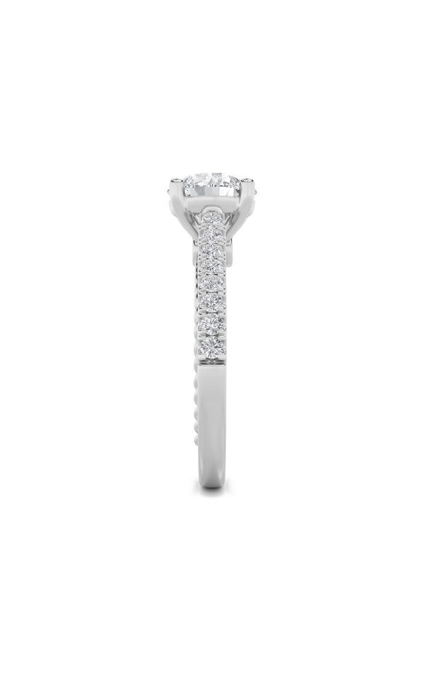 2Cttw Round Shaped Lab Grown Diamond (F/VS) Two Tone Accented Rope Design Engagement Ring in 14K Gold