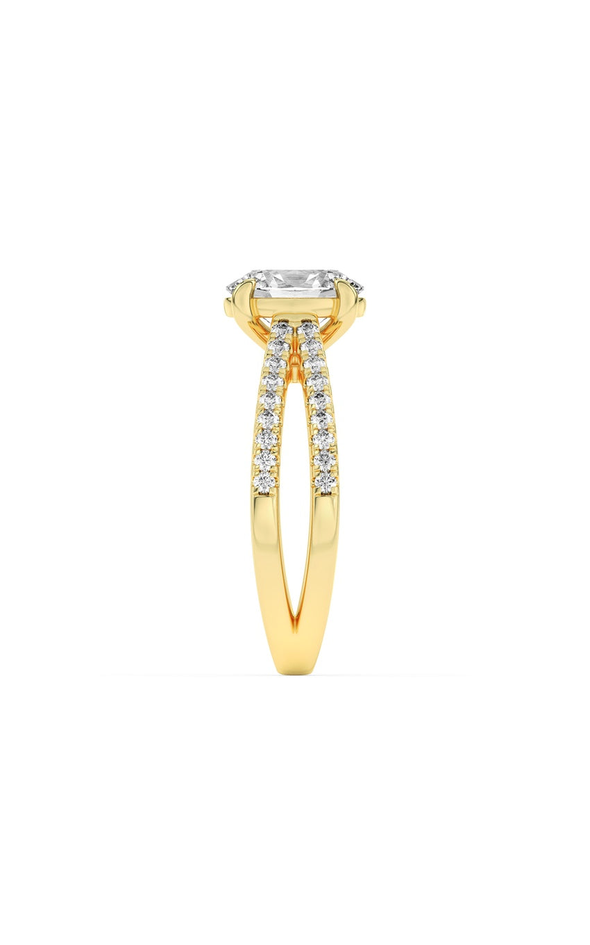 2Cttw Oval Shaped Lab Grown Diamond (F/VS) Cross Shank Accented Engagement Ring in 14K Gold