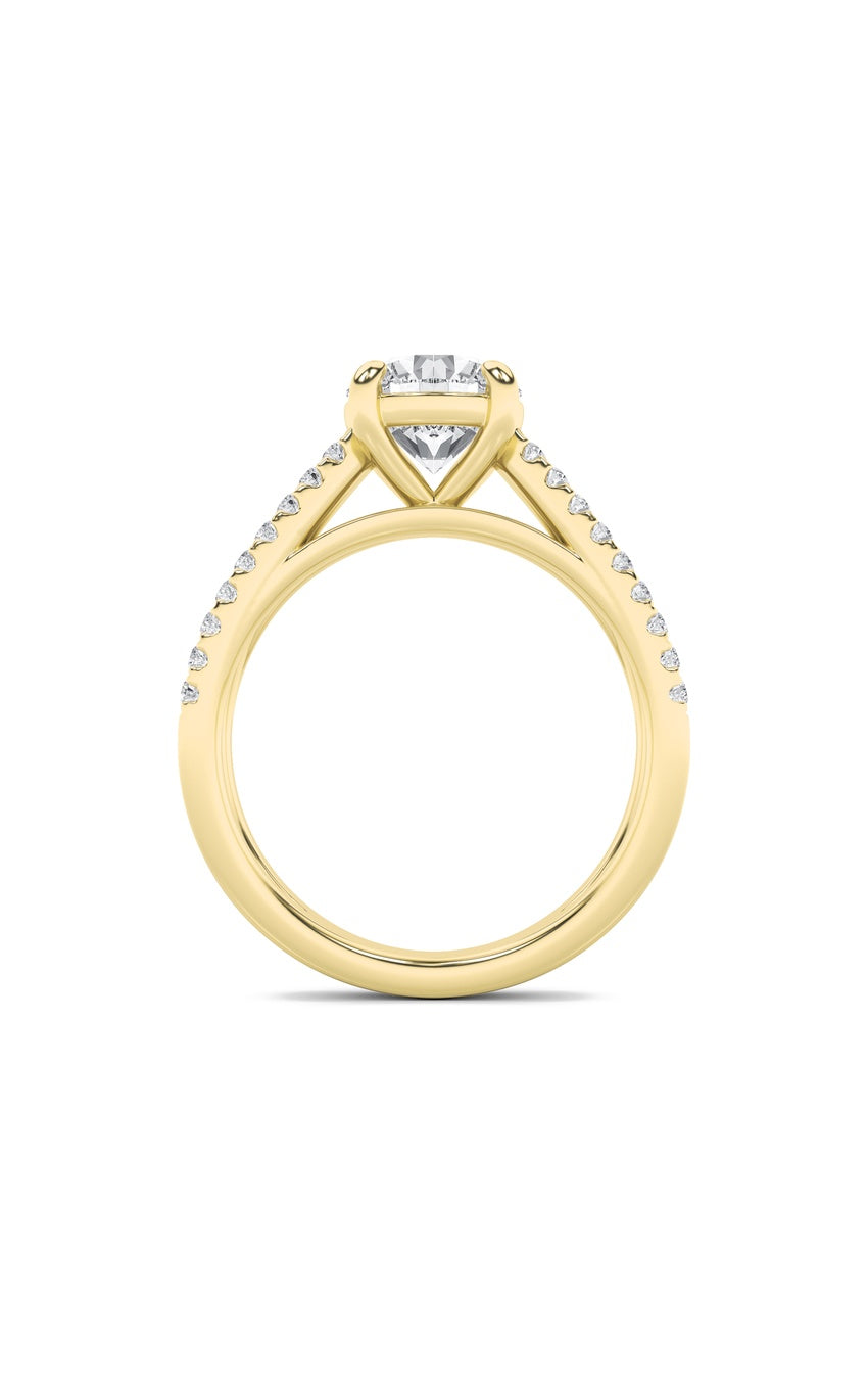 2Cttw Round Shaped Lab Grown Diamond (F/VS) Cross Shank Accented Engagement Ring in 14K Gold